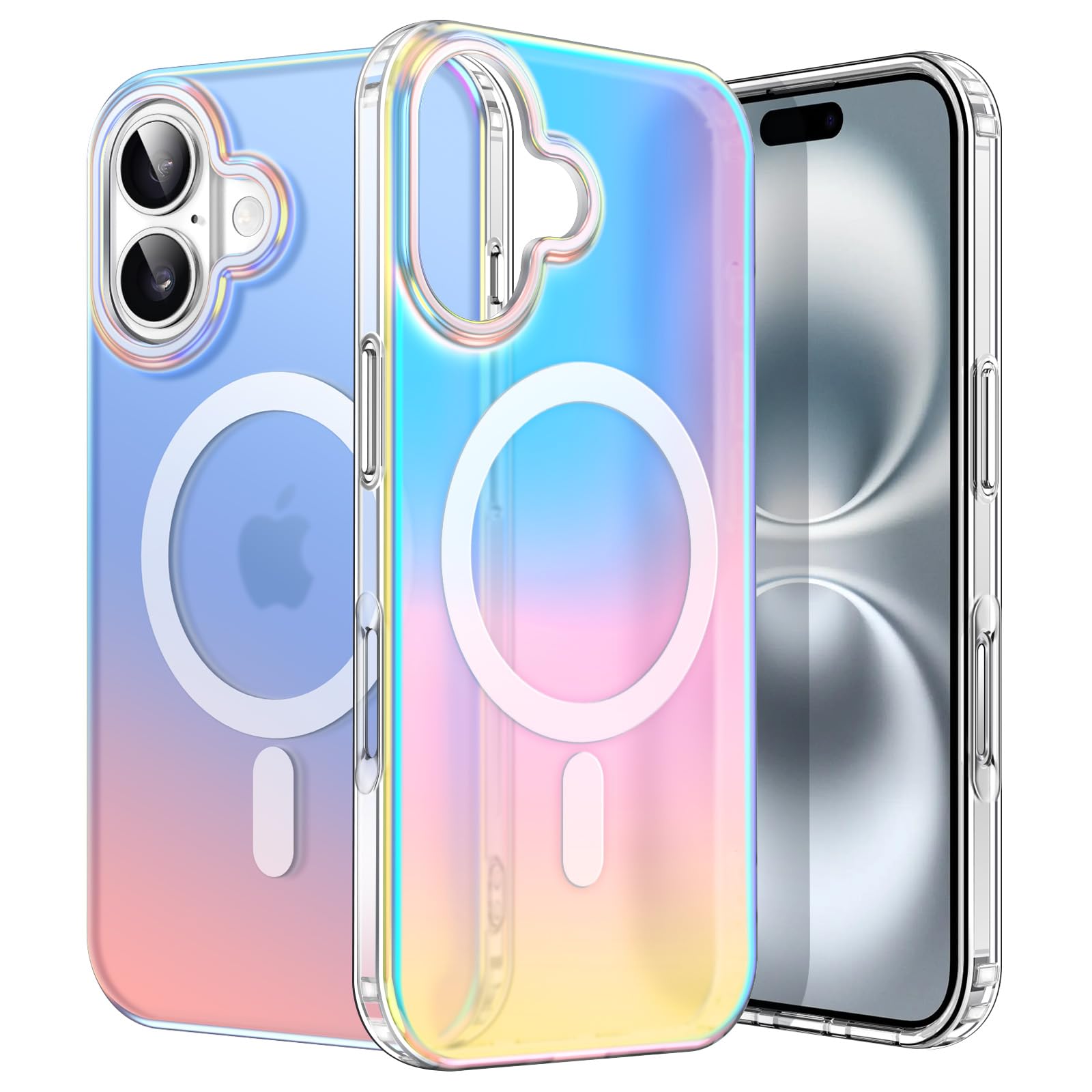 Iridescent Case for iPhone 17 6.3-Inch Compatible with MagSafe, Translucent Back