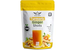 DAUSON Turmeric Ginger Supplements with Piperine, Vitamin C, Vitamin D3 & Zinc | 100 Servings of Ginger Turmeric Shots for Joint, Heart, Brain, Gut & Skin Health | Ayurved | Powder