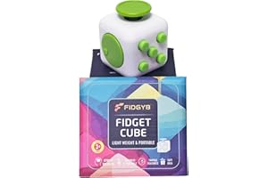FIDGYB Cube Fidget Stress Relief Toy for Adults & Kids, Smooth, Quiet Sensory Toy for Anxiety, Focus & ADHD Idea[White_Green]