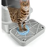Cat Litter Box Step Non-Slip Cat Step with Filter Function, Light Grey | Double Layer Litter Box Ramp for Kitten &amp; Elderly Cats, Litter Catcher for Automatic Cat Litter Box, Easy to Clean