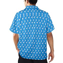 HUGLAZY Men Pink Flamingo Hawaiian Shirts Short