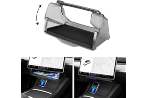 Canvcle Under Screen Storage Organizer for 2016-2025 2026 Tesla Model Y/Model 3 Accessories (Fit New Model Y Juniper/Model 3 Highland), Hidden Center Console Organizer Tray with Anti-Slip Silicone Pad