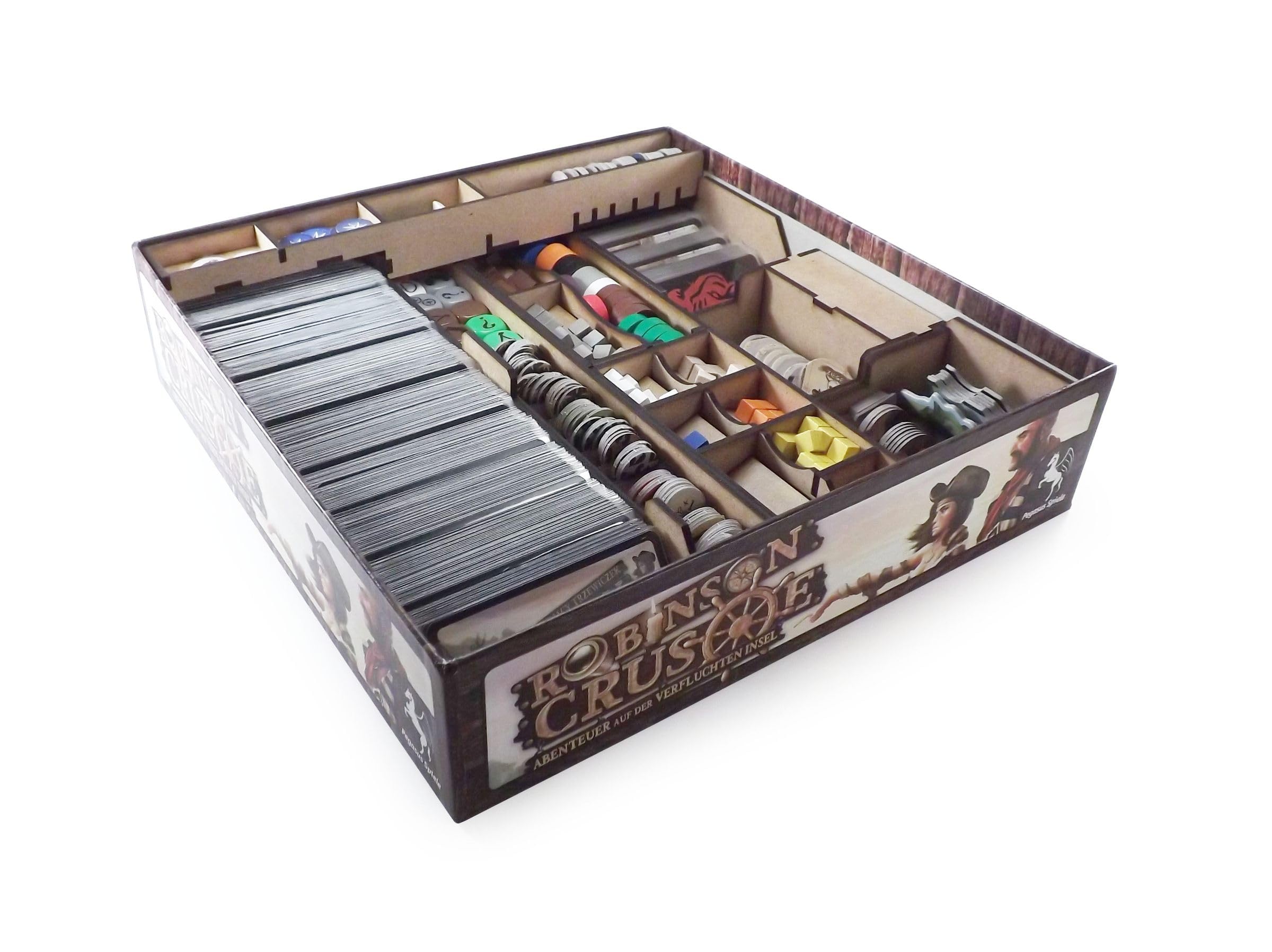 Boardgame Organizer compatible with Robinson Crusoe and expansion Voyage of the Beagle