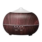 Tenswall 400ml Wood Grain Essential Oil Diffusers Ultrasonic Humidifier Portable Aromatherapy Diffuser with Cool Mist and 7 Colour Changing LED Lights Aroma Diffuser, Waterless Auto off Air Purifiers (Brown)