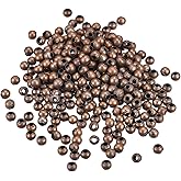uxcell 1200Pcs Smooth Round Spacer Beads, 3mm Spacer Loose Ball Beads for Jewelry Making Bracelet Necklace DIY, Copper