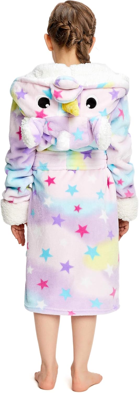 NEWCOSPLAY Unisex Kids Unicorn Plush and Soft Fleece Bathrobe: Clothing