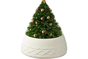 Christmas Tree Collar - Knit Cream White Christmas Tree Collar - Farmhouse Rustic Stand Base Cover for Apartment Living Room 