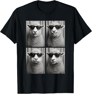 Cool Lambs Sunglasses Sheep Meme Farm Animal Selfie Booth T-Shirt