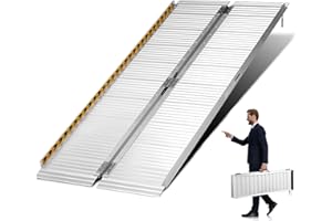 TRIBLE SIX 5FT Non-Skid Wheelchair Ramp Threshold Ramp 5FT Long, Portable Aluminum Foldable Mobility Scooter Ramp, for Home, Steps, Stairs, Doorways, Curbs,60" L x 28'W, 600 lbs Capacity