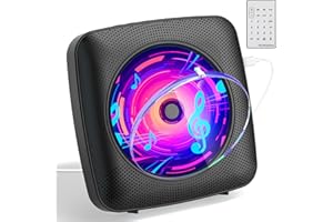 CD Player with Speakers CD Players for Home: Desktop Wall CD Player Bluetooth Portable Kegaudio with Dust Cover LCD Screen Display FM Radio USB AUX Jack Remote Control Black