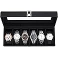 Ohuhu Watch Box for Men 6 Slot Watch Organizer Jewelry Box Leather Watch Cabinet Storage Organizer Case, Ideal for Christmas 