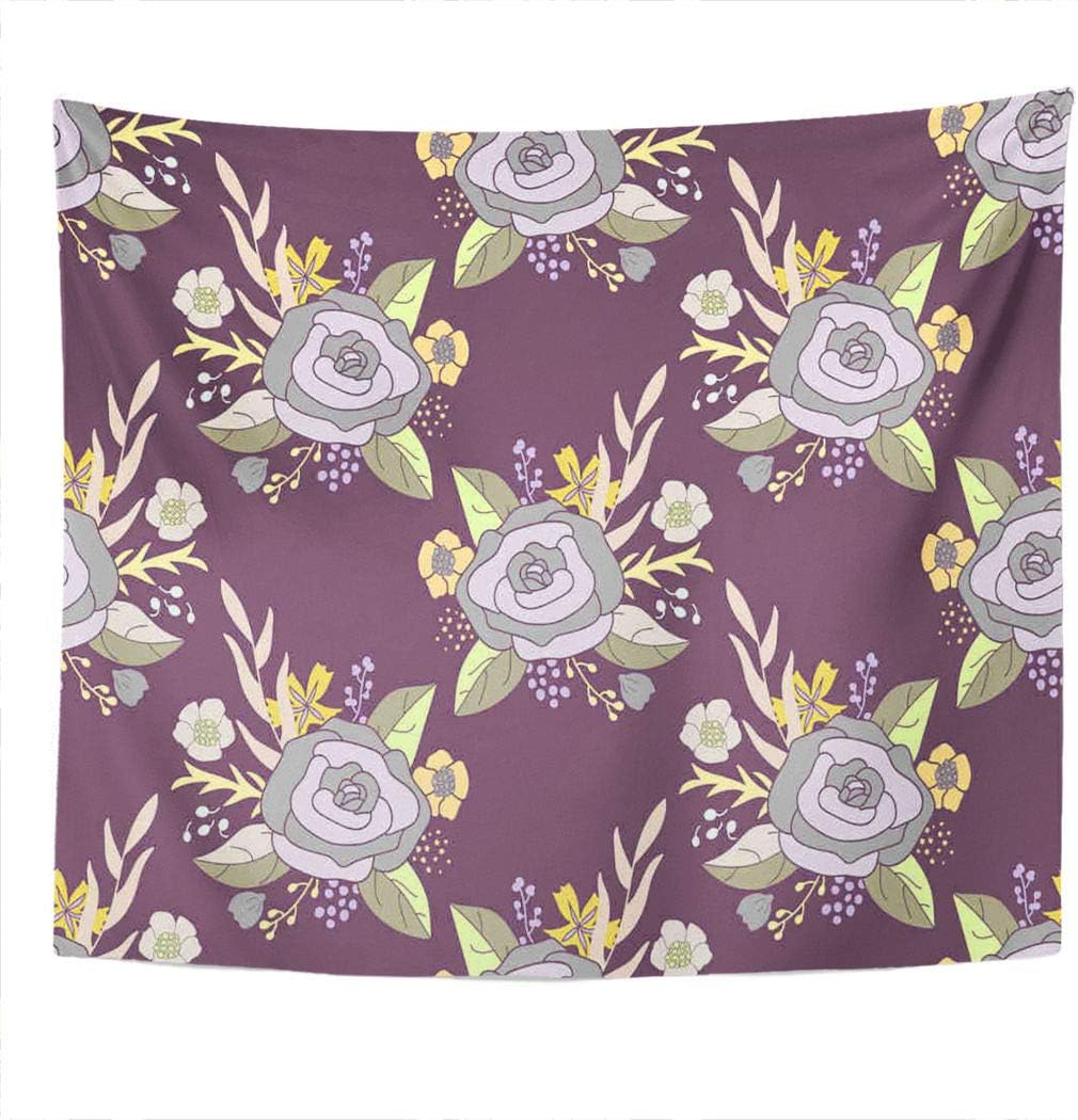 Suklly Tapestry Wall Hanging Dusty Rose Flower Bouquets Vintage Arrangements in Silver Gray Home Decor Polyester Living Bedroom Dorm 60 X 80 Inches Picnic Mat Beach Towel Bed Cover