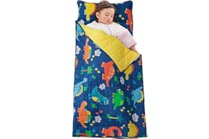 Sivio Toddler Nap Mat for Daycare, Sleeping Bag for Kids with Detachable Pillow, Weighted Blanket 3lbs for Kids Napping, Cott