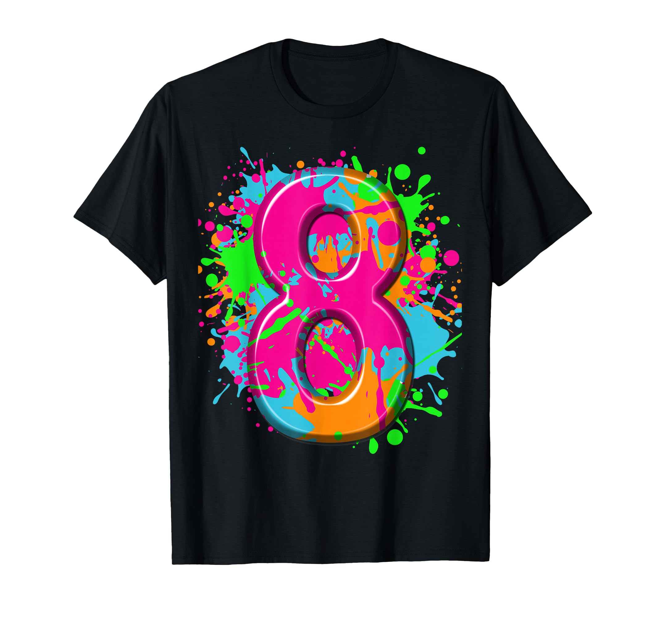 Photo 1 of 8th Birthday Paint Splashes T-shirt kids Girls Boys 8 Year T-Shirt