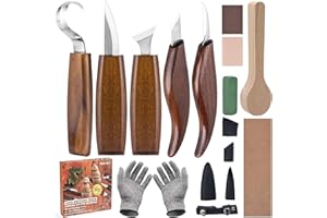 Ninonly Wood Carving Tools 13pcs Wood Carving Kits - Includes Hook Carving Knife Detail Wood Knife Whittling Knife Oblique Knife Trimming Knife Chip Carving Knife for Beginners Spoon Bowl Woodworking