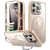 ESR for iPhone 16 Pro Max Case with Stand, Camera Control Button Compatible with MagSafe, Full-Body Military-Grade Drop Proof Case with Built-in 9H+ Tempered Glass Screen Protector, Clear Gold