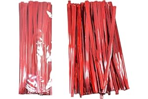 FEATUMAN Red Metallic Twist Ties Reusable, 4.7 Inch Long Plastic Twist Ties for Bags, Reusable Twist Bread Ties for Party Wrap Gift Bags, Birthday Bags, Bread Candy Bags and Christmas Decorations 800 Pcs