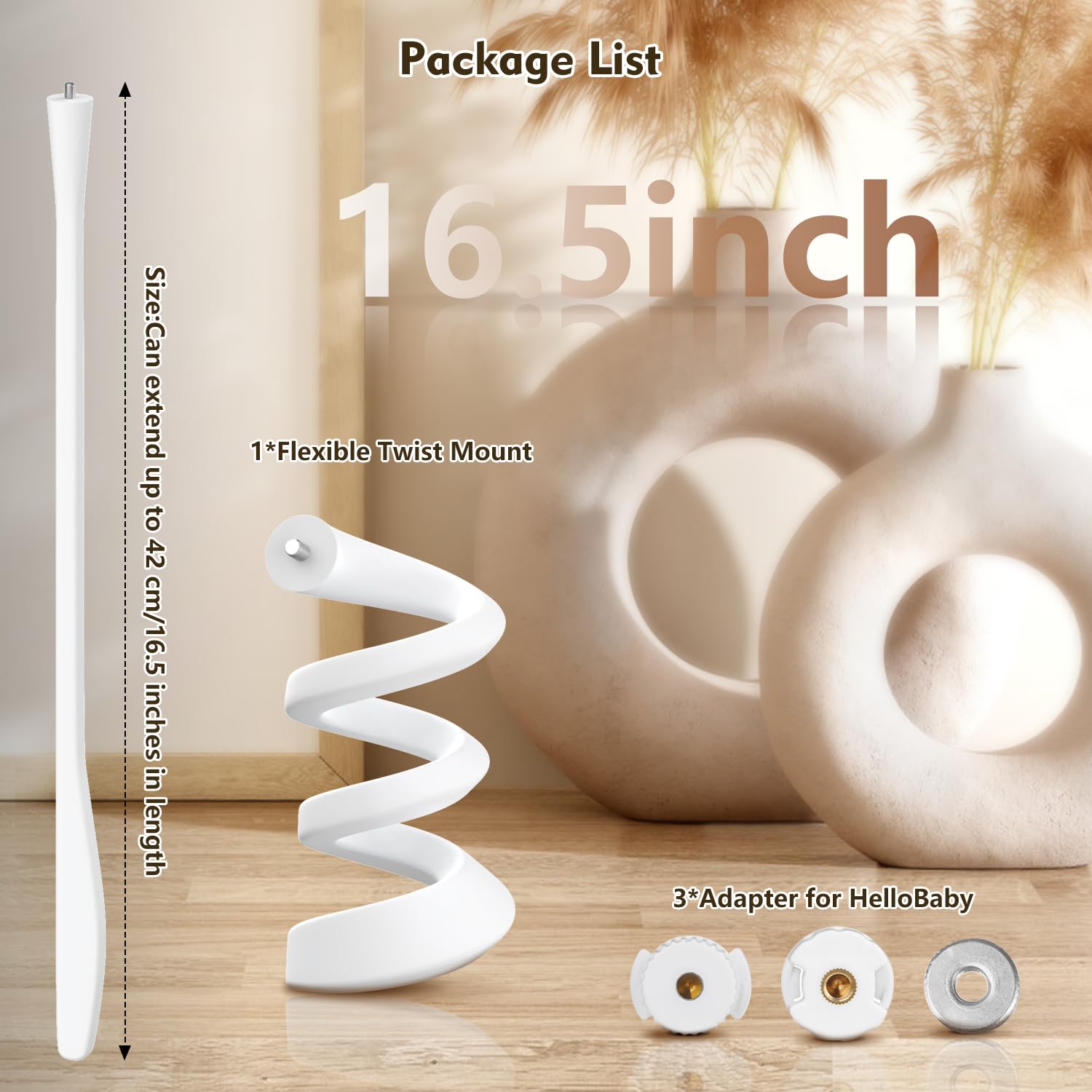 Baby Monitor Mount for HelloBaby HB6550/HB65/HB6339/HB66/HB6550Pro, Baby Ganibs, Bonoch, Blemil, ANMEATE SM935E, Baby Monitor Holder with 16.5inch, Attach to Baby Crib, Without Tools or No Drill