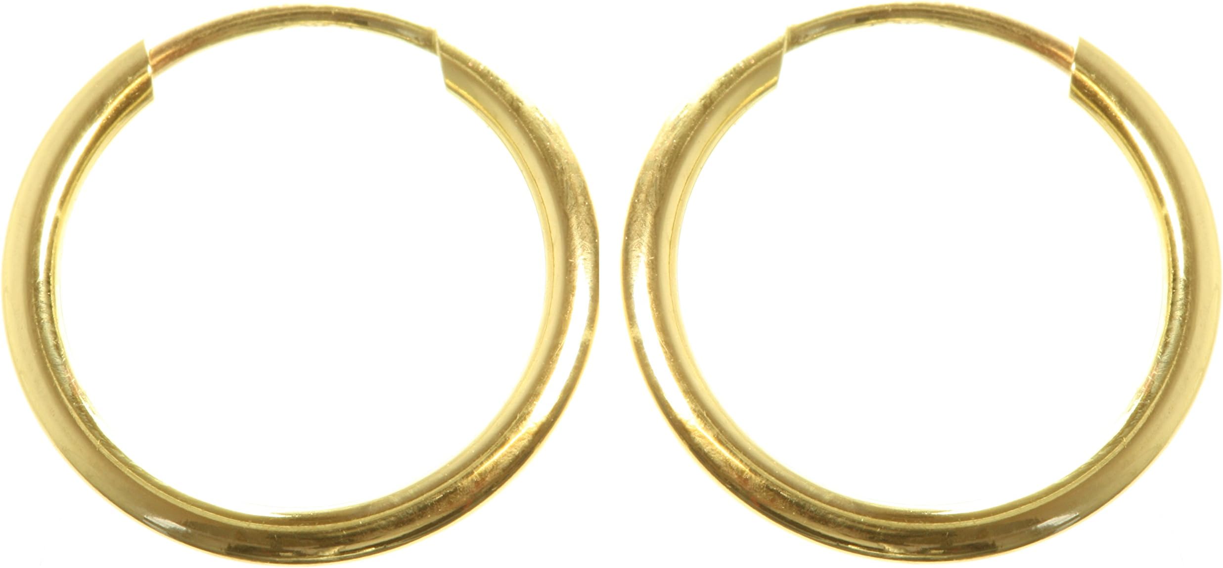 9ct Carat Yellow Gold Ladies Sleeper Hoop Earrings - 12, 16, 20, 25, 30mm