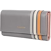 Pomelo Best Womens Wallet RFID Blocking Leather Wallet with Multiple Card Slots and Cellphone Compartment for Women