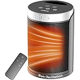 Space Heater, AUBKN Small Portable Electric Heaters for Indoor Use with Thermostat and Remote,12H Timer, 5 Mode, 1500W PTC Ce