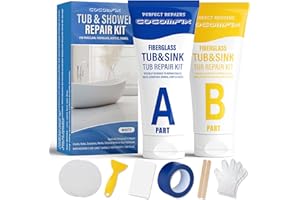 COCOMFIX Bathtub Repair Kit White, Bathtub Enamel and Fiberglass Tub Repair Kit, Fix Chips, Patches, Cracks, Peelings, Holes & Scratches on Bathtub, Tile, Shower, Tray in Bathroom, for Acrylic, Porcelain