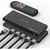 Fosmon 5 in 1 Out 4K HDMI 2.0 Switch (4K@60Hz) with Remote 18Gbps Splitter | 5-Port 4K HDMI Switcher with remote supports High Speed 18Gbps HDR HDCP 2.2 auto-switching Splitter Hub for PS5 Xbox TV PC.