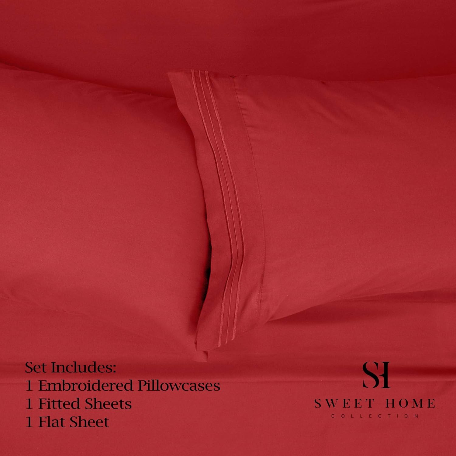 1500 Supreme Collection Extra Soft Twin Sheets Set, Red - Luxury Bed Sheets Set with Deep Pocket Wrinkle Free Hypoallergenic Bedding, Over 40 Colors, Twin Size, Red: Home & Kitchen