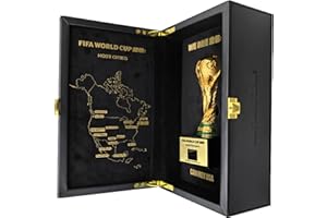 Officially Licensed FIFA World Cup 2026 3D Trophy Replica with DIY Champion Flag – Luxury Wood & Leather Display Box Featurin