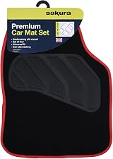 Sakura Pastel Black Floor Mats with Red Trim Full Set 4 Universal Fit UK Made view 2
