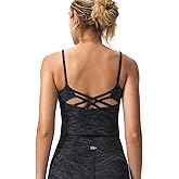 Yvette Workout Tank Top for Womens Longline Yoga Sports Bra Printed Strappy Light Support Padded Wireless