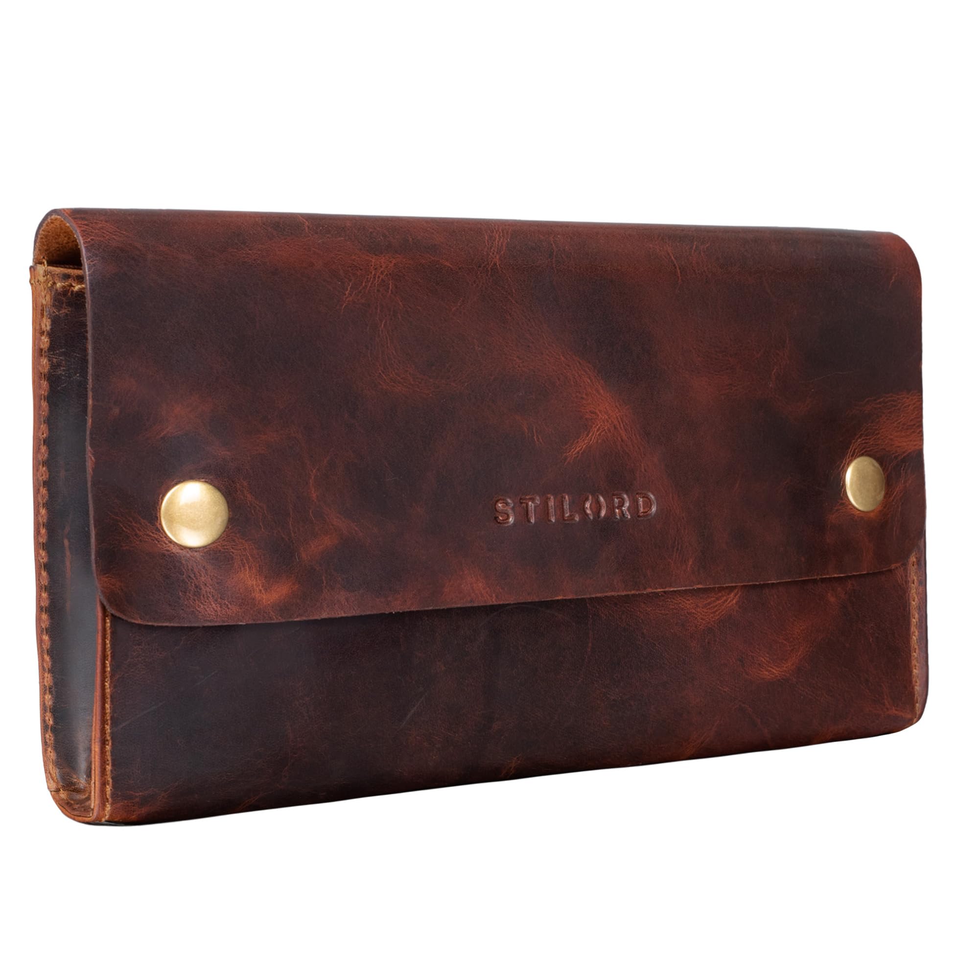 STILORD "Griffin" Leather Case Vintage Pouch for Pencil Cosmetic Money Glasses Keys Small Organizer in Genuine Leather Colour:Kara - Cognac