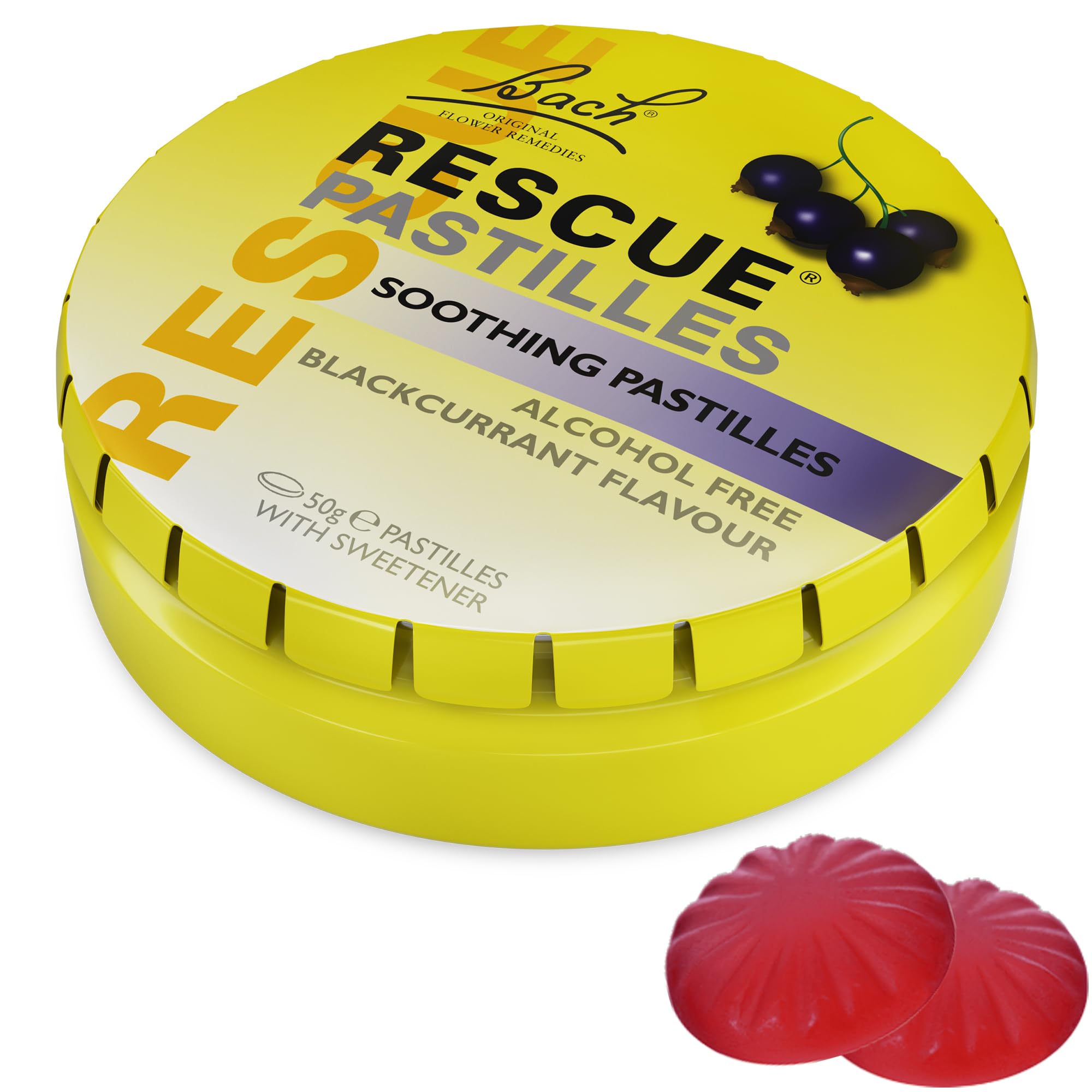 Rescue Remedy Pastilles | Blackcurrant Flavoured | Daily Support for Stressful Moments | Bach Original Flower Essences | Chewable Pastilles | 50g Travel Tin​