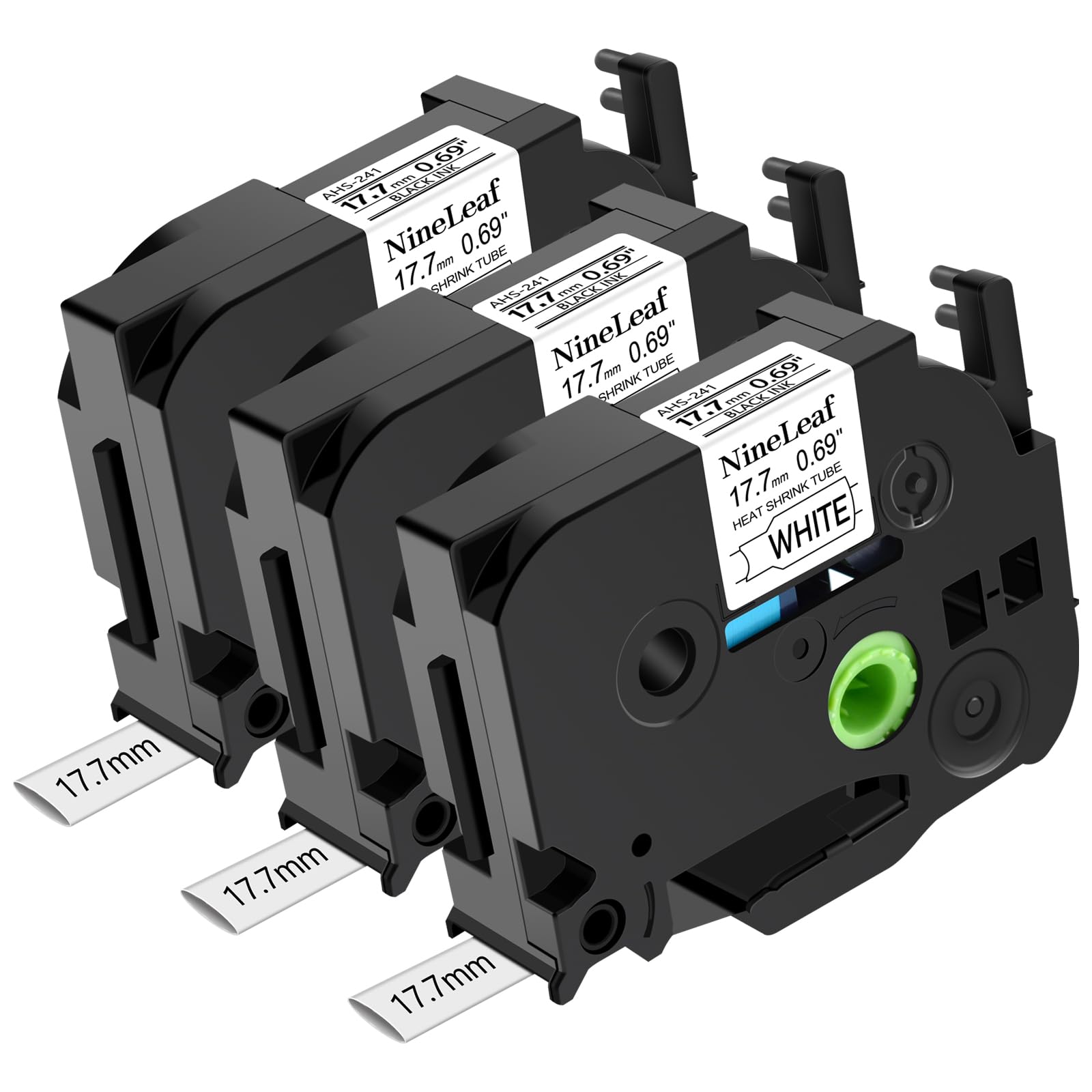 NineLeaf 3 Pack Compatible for Brother 17.7mm Heat Shrink Tubes HSe-241 HSe241 HS-241 Black on White HSe Cables Wires P-Touch Label Tape for PT-D600 P700 P750W E550WVP 9700PC E300VP P900W Label Maker