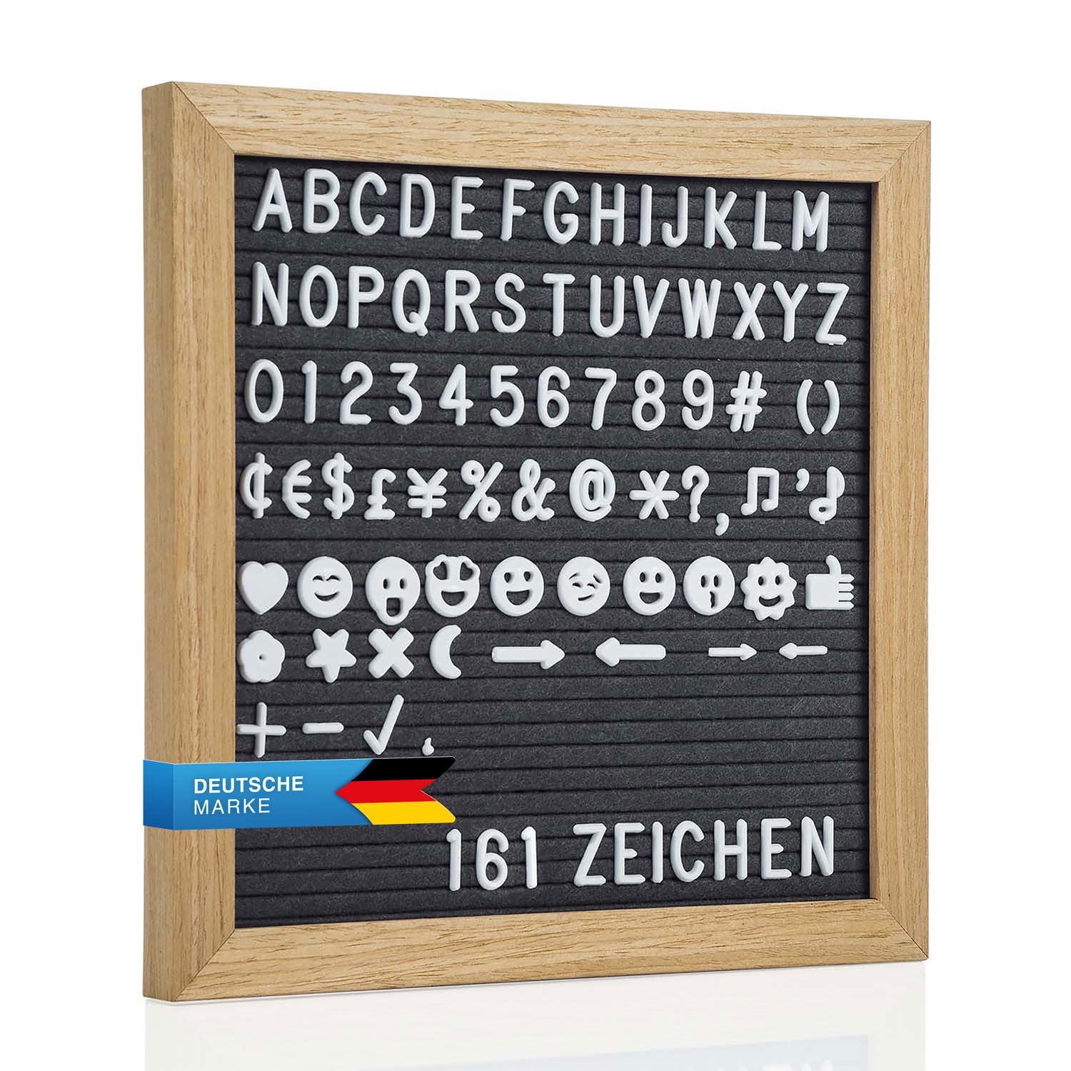 Letter board Letter board made of wood 27 cm - grooved board Letter board Felt Memoboard with 161 characters