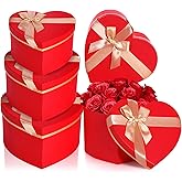 Resurhang Red 4 Pcs Valentines Heart Shaped Gift Box with Lid for Flower Arrangement Large Present Gift Box for Valentine's Day Wedding Birthday Anniversary Party (Classic)