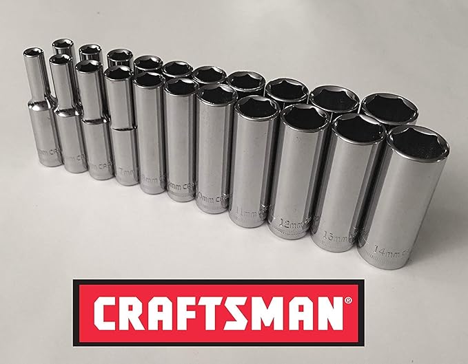 Craftsman Laser Etched Easy Read 21 Piece SAE/Metric 1/4" Drive 6 Point
