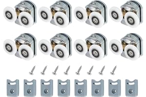 uxcell 25 mm Shower Door Rollers, Double Shower Door Runners Wheels Pulleys Guides Plastic Top Wheels with Anti-Collision Blo