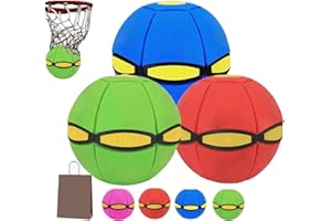 GENERIC Children's Bouncing Ball, Magic Flying Saucer, Magic Ball, Parent-Child Interaction, Interactive Pop-Up Transform Toy, Suitable for Indoor & Outdoor Use (Blue+Green+Red, Three Lights)