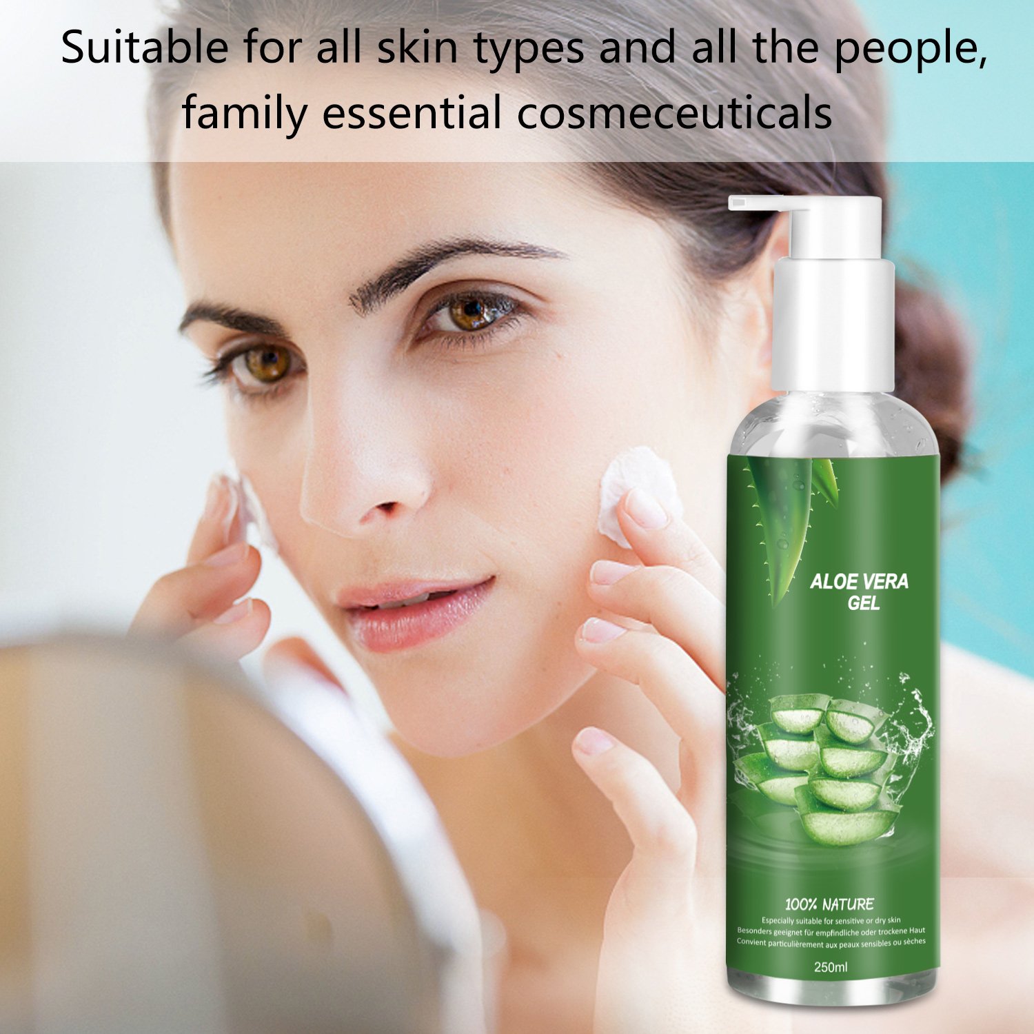 Betope Gel de Aloe Vera Pura, Aloe Vera 100 Puro Natural, Hidratante Gel Corporal y Facial, Cuidado After Sun/Calmar Después de la Depilación/Eliminar 250ml