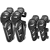 Heyjieyu 4pcs Men's Motorcycle Knee Shin Pads Elbow Guards - CE Level 1 TPU Knee Cap Pads Protector Crashproof Leg Armor Protection for Motocross Dirt Bike Racing Mountain Biking