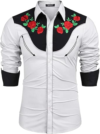 camisetas con rosas bordadas hombre