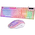 Amazon.com: CHONCHOW RGB Gaming Keyboard and Mouse 1921P Pink Keyboard ...