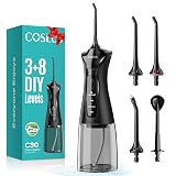 COSLUS Water Dental Flosser Pick for Teeth C30(FC5360): 4 Modes Cordless Portable 300ML Larger Tank Water Teeth Cleaner IPX7 Waterproof Flossing Cleaning Picks for Home Travel Black