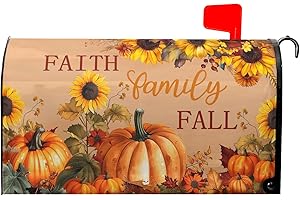 HAROONI Fall Mailbox Covers Magnetic Standard Size 18X21 Inch Autumn Harvest Pumpkin Decorative Mailbox Covers Magnetic Thanksgiving Maple Leaf Mailbox Post Cover Mailbox Wraps Decor for Home Garden Yard