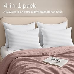Set of 4 Pillow Protectors with Zipper Standard