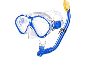 Gintenco Kids Snorkel Set, Diving Mask for Children as Unisex Kids Swimming Goggles, Anti-Fog Diving Mask and Dry Top Snorkel Combo Set for Junior and Youth
