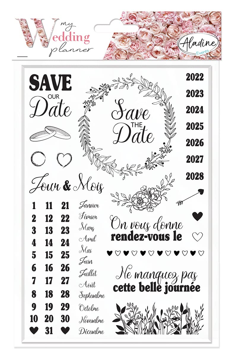 Aladine - Wedding Planner Save The Date - Stamp Sheet to Organize and Plan Your Wedding in Creative Look