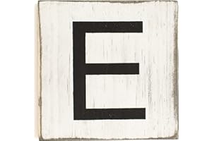 Stiles Letter Tiles, Wall Decor, Wooden Crossword Letters for Living Room, Dining Room, Kitchen, or Bedroom, Family Signs for Home 3.5 Inch,Rustic, Letter E