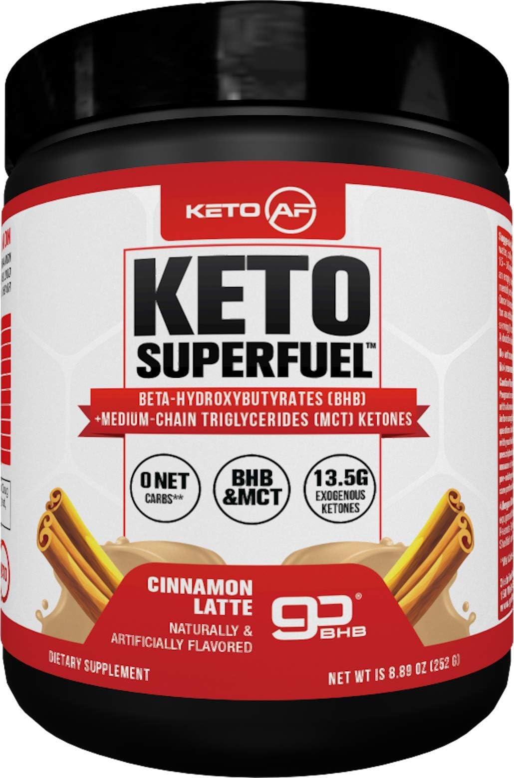 Keto AF Superfuel - Exogenous Ketones. BHB Salts and C8 Triglycerides (MCT Oil). Increase Performance, Get Into Ketosis + Enhance Mental Focus. (Cinnamon Latte, 15 Servings)